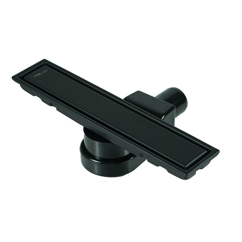 Caniveau Douche Italienne Noir 40 cm, 2 en 1 Caniveau de Douche Extra Plate,Acier INOX, Avec Siphon à Bloqueur D'odeurs et Filtre