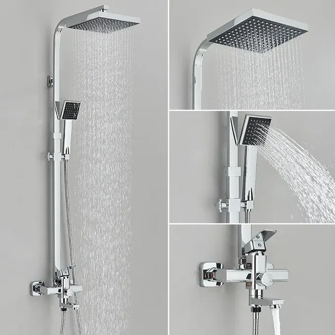 colonne de douche avec mitigeur chromé