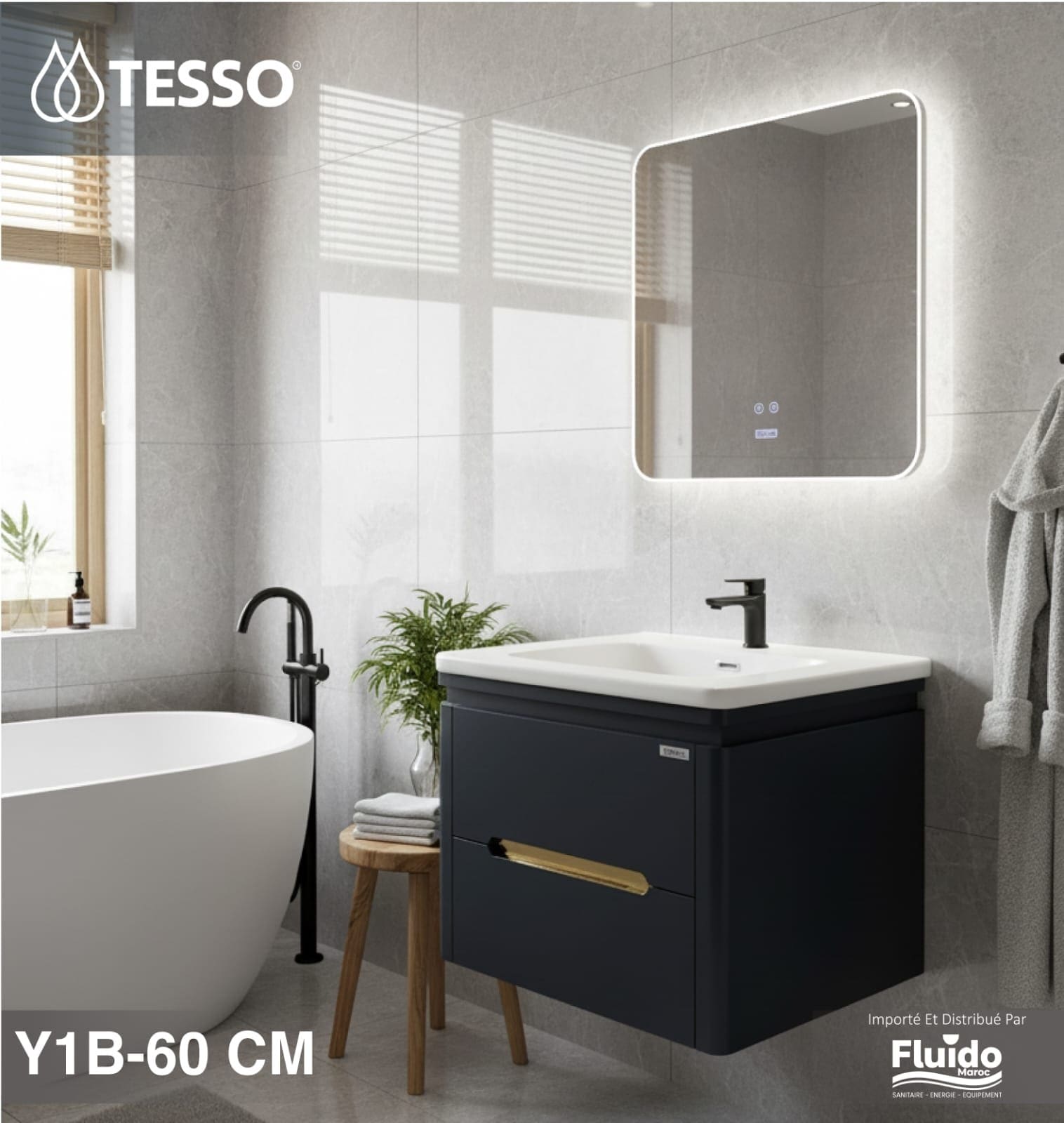 Meuble Salle de Bain Y1B – 60 CM