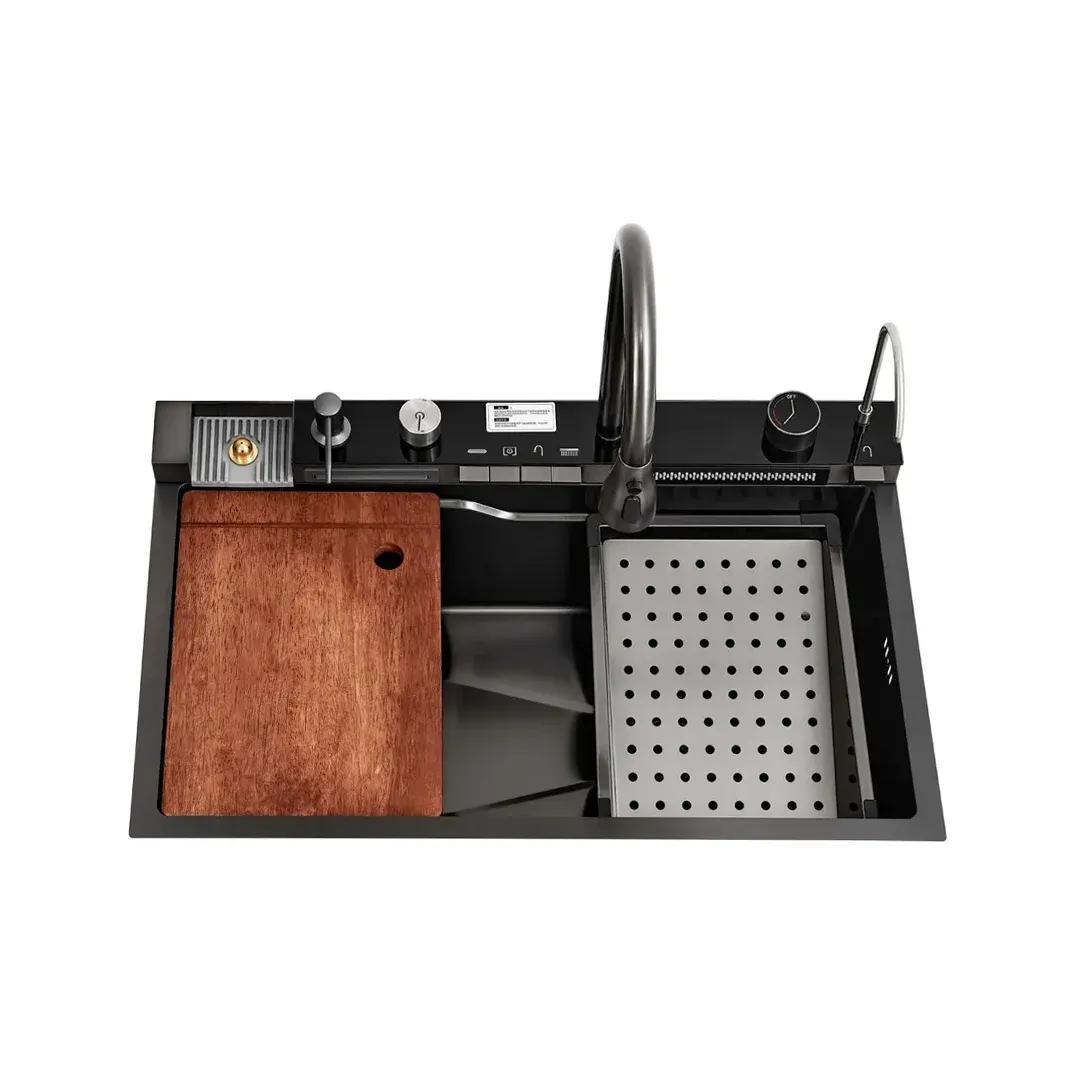 Garan évier encastré piano luxe 75×45 noir
