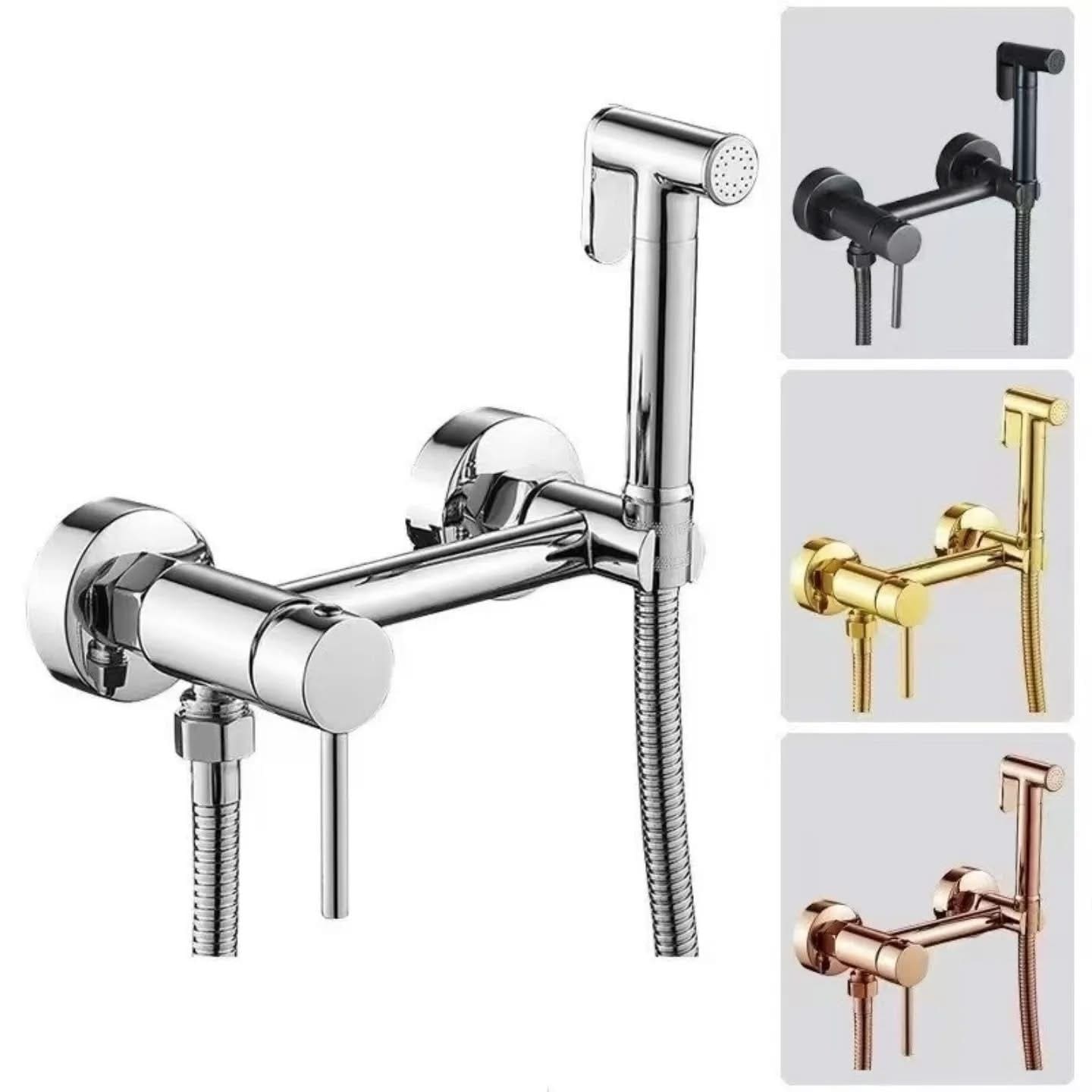 Kit Mitigeur Douchette WC Mural (Disponible en Noir Mat, Chrome, Doré et Rose Gold)   