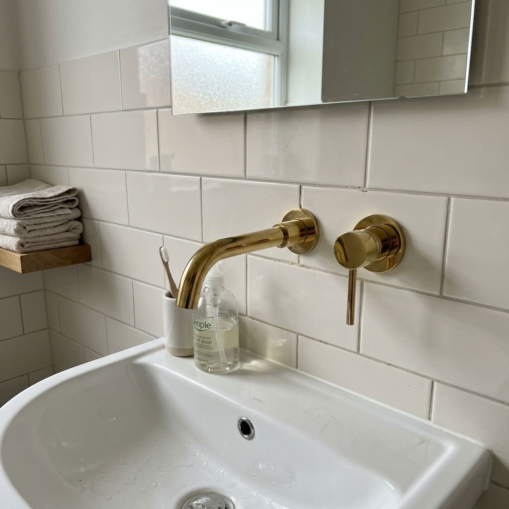 Robinet Mitigeur Lavabo Encastrable Mural Série PTM 113 (Disponible en Rose Gold, Doré et Noir Mat)   