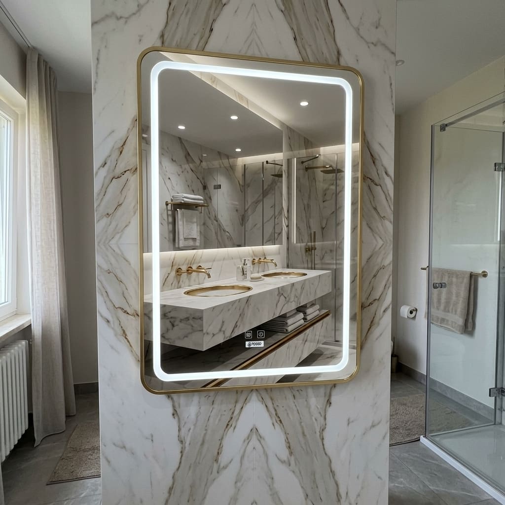 Miroir Rectangulaire LED Cadre Doré 60x80 cm – TESSO Gold   