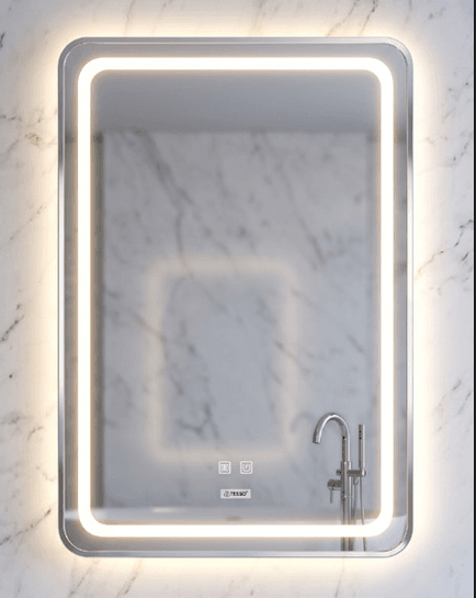 Miroir Rectangulaire LED Cadre Chrome Brillant – TESSO Chrome   